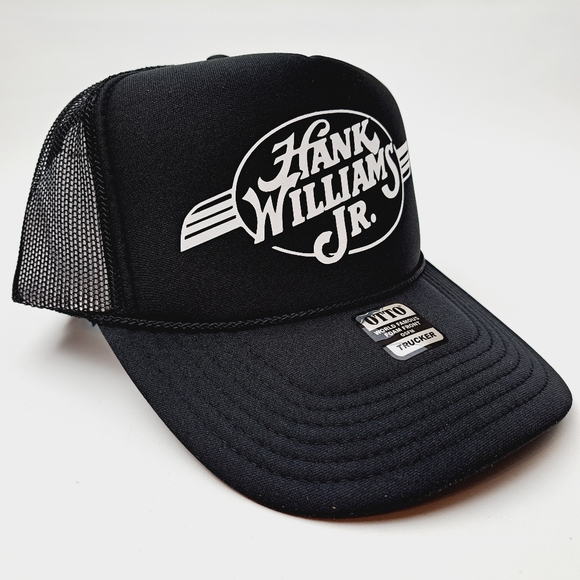 Hank Williams Jr. Bocephus Foam Trucker Mesh Snapback Cap Hat Black new - Picture 3 of 4